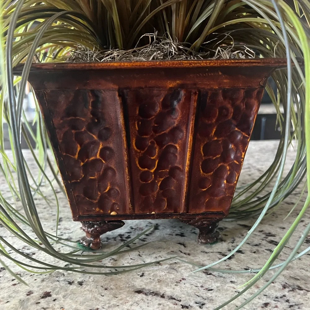 Green Faux Grass in Brown Planter - Picture 3 of 7